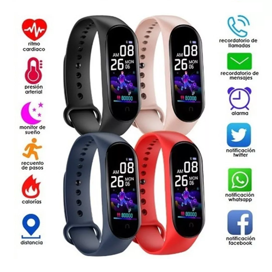 Reloj inteligente Smart Watch M5 Smartband Pulsera Deportivo Fitness Rojo