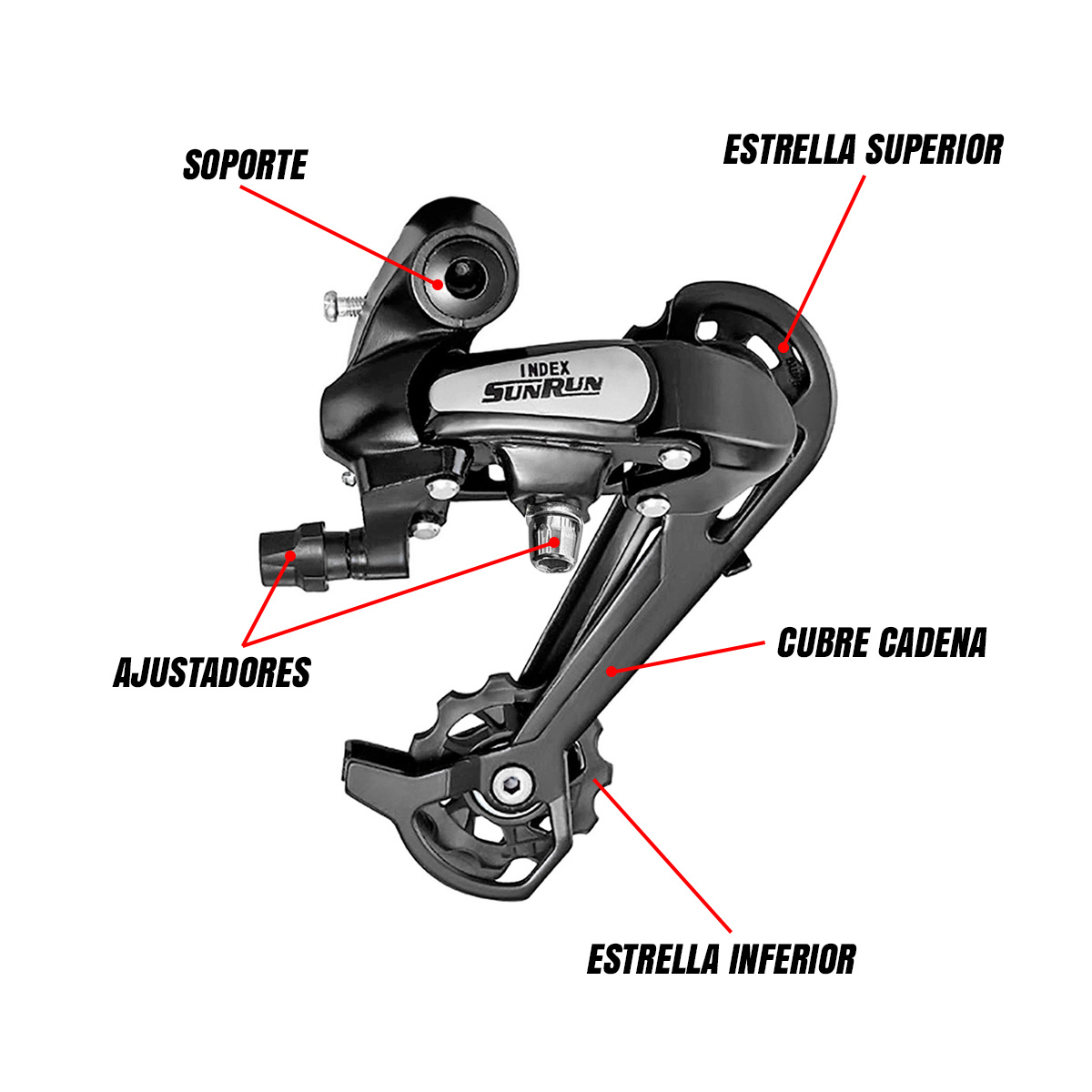 Cambio Trasero  Desviador Bicicleta Largo Con Pata Sunrun