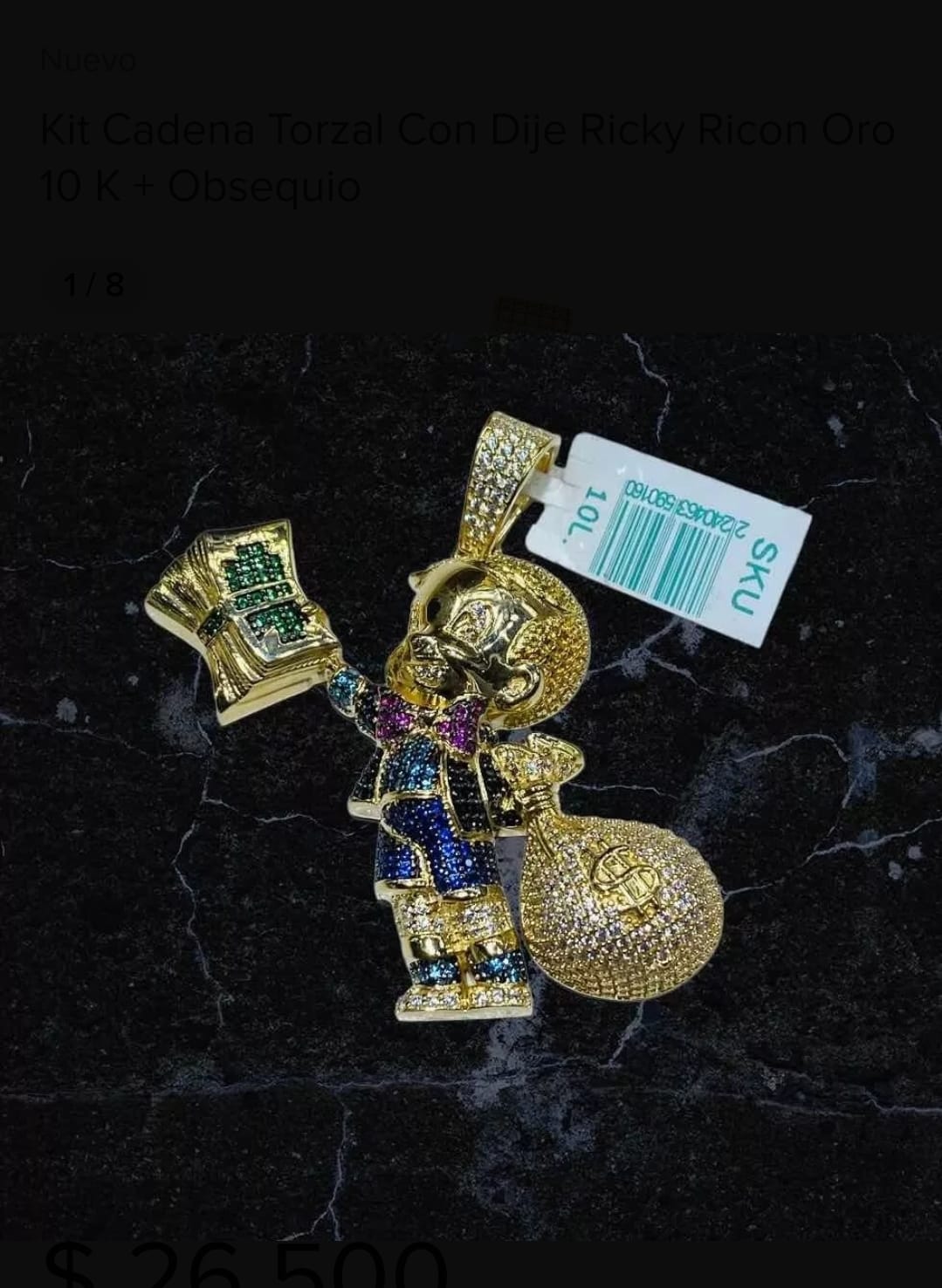 Kit Cadena Torzal Con Dije Ricky Ricon Oro 10 K + Obsequio