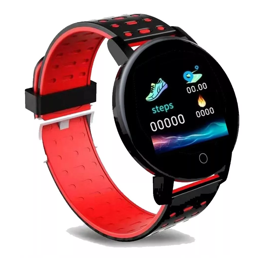 Reloj Inteligente Smartwatch 119 Plus Contra Agua Oxímetro Rojo