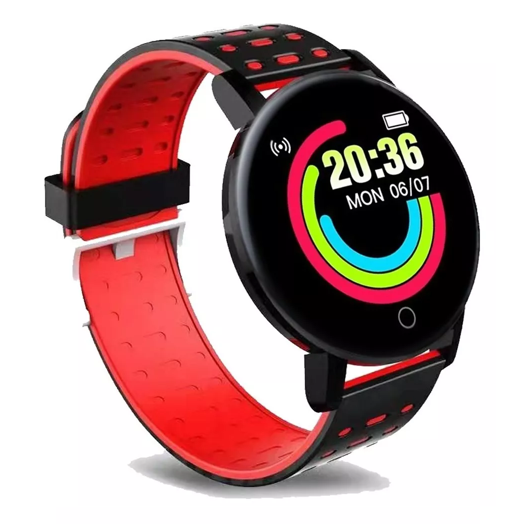 Reloj Inteligente Smartwatch 119 Plus Contra Agua Oxímetro Rojo