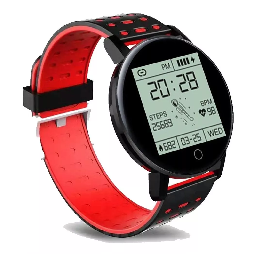 Reloj Inteligente Smartwatch 119 Plus Contra Agua Oxímetro Rojo