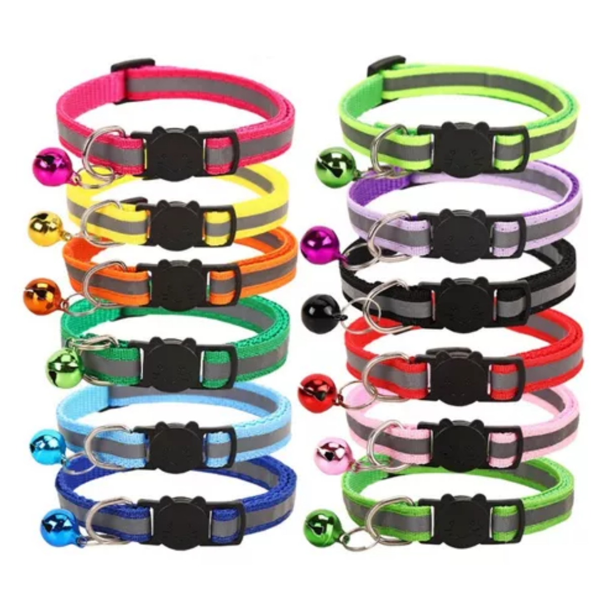 Collares Para Mascotas Ajustables Con Campana Y Reflexivo