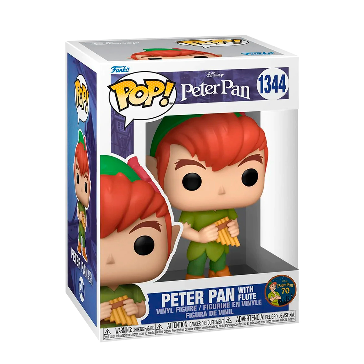 Funko Pop Peter Pan Con Flauta #1344 Clasico Disney 70 Aniversario Fig Original
