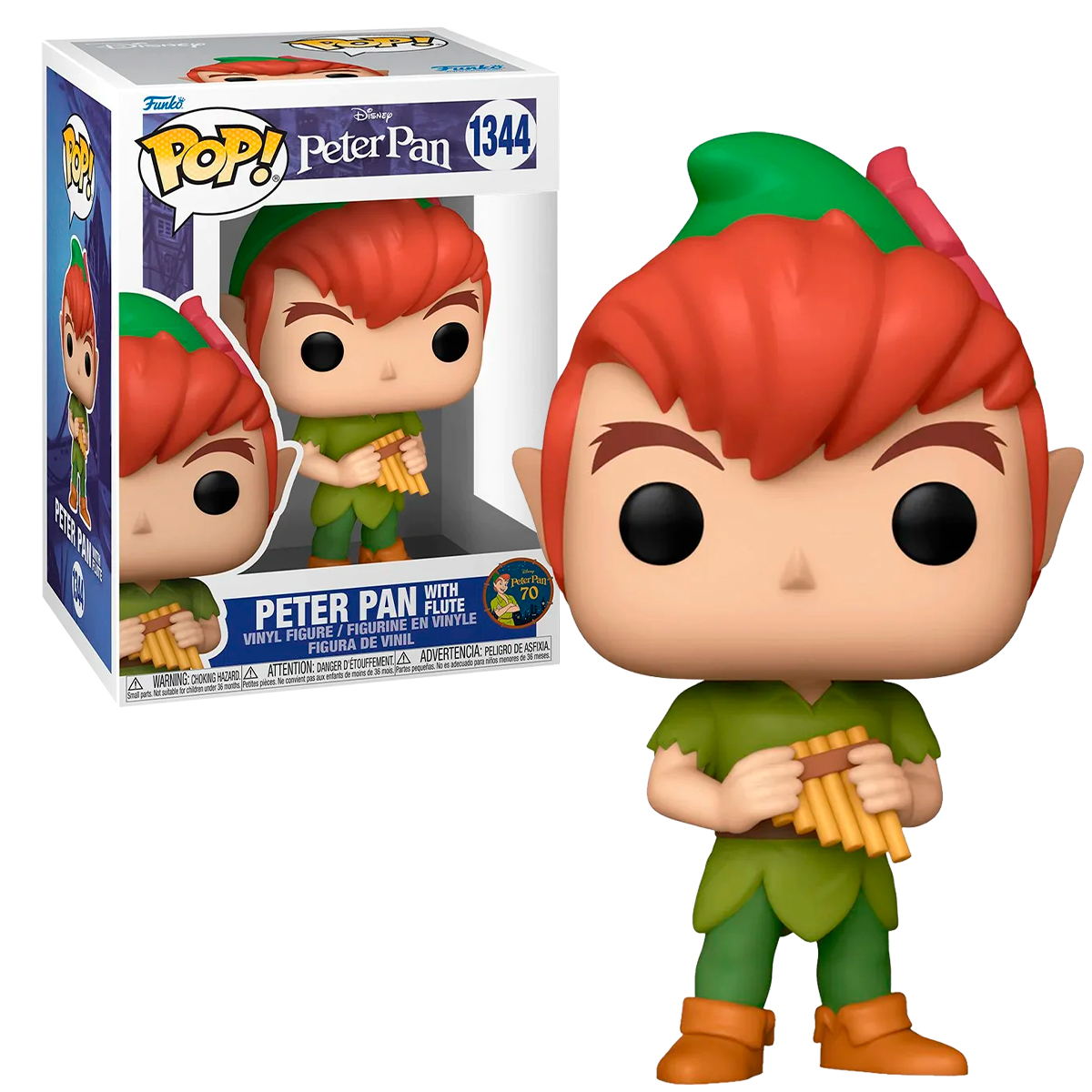 Funko Pop Peter Pan Con Flauta #1344 Clasico Disney 70 Aniversario Fig Original