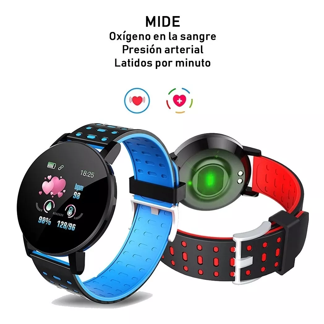 Reloj Inteligente Smartwatch 119 Plus Contra Agua Ox metro Negro