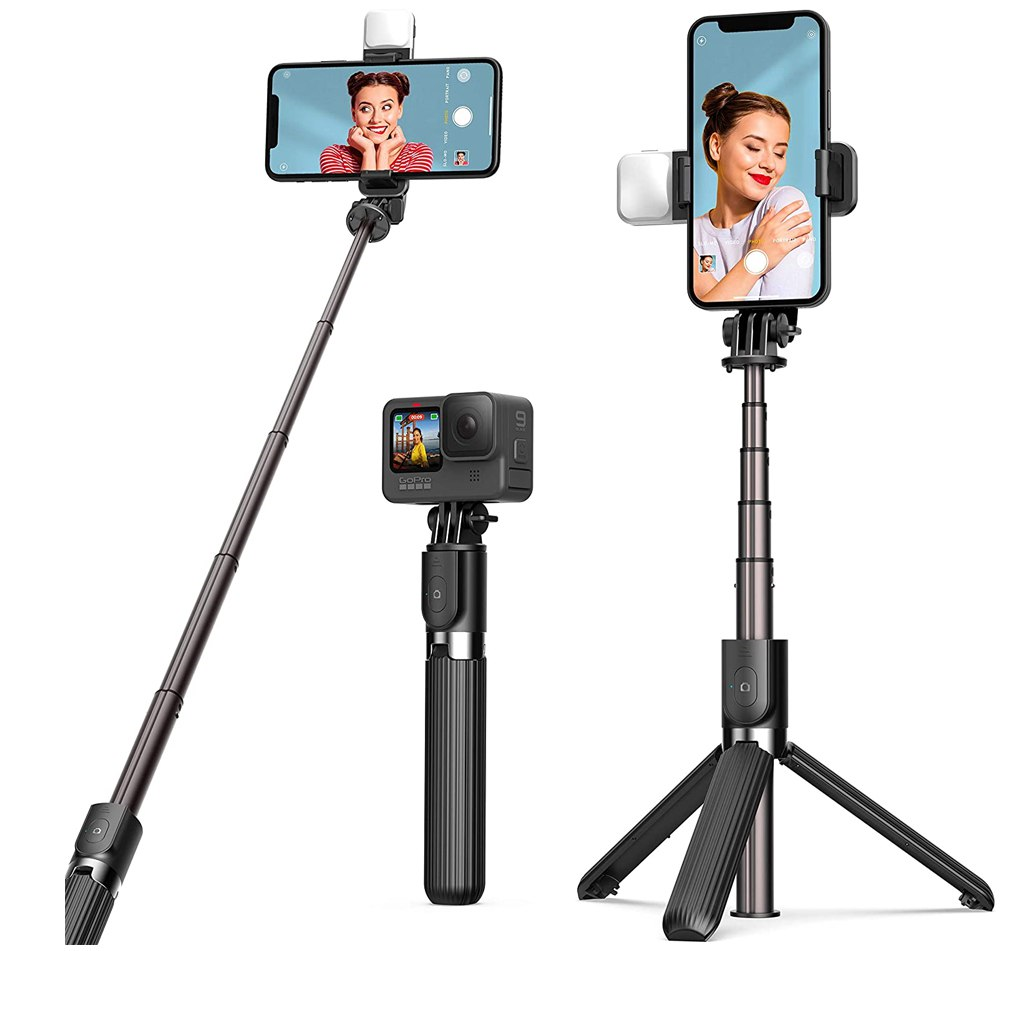Palo Selfie Trípode Bluetooth Selfie Stick Control Remoto Negro
