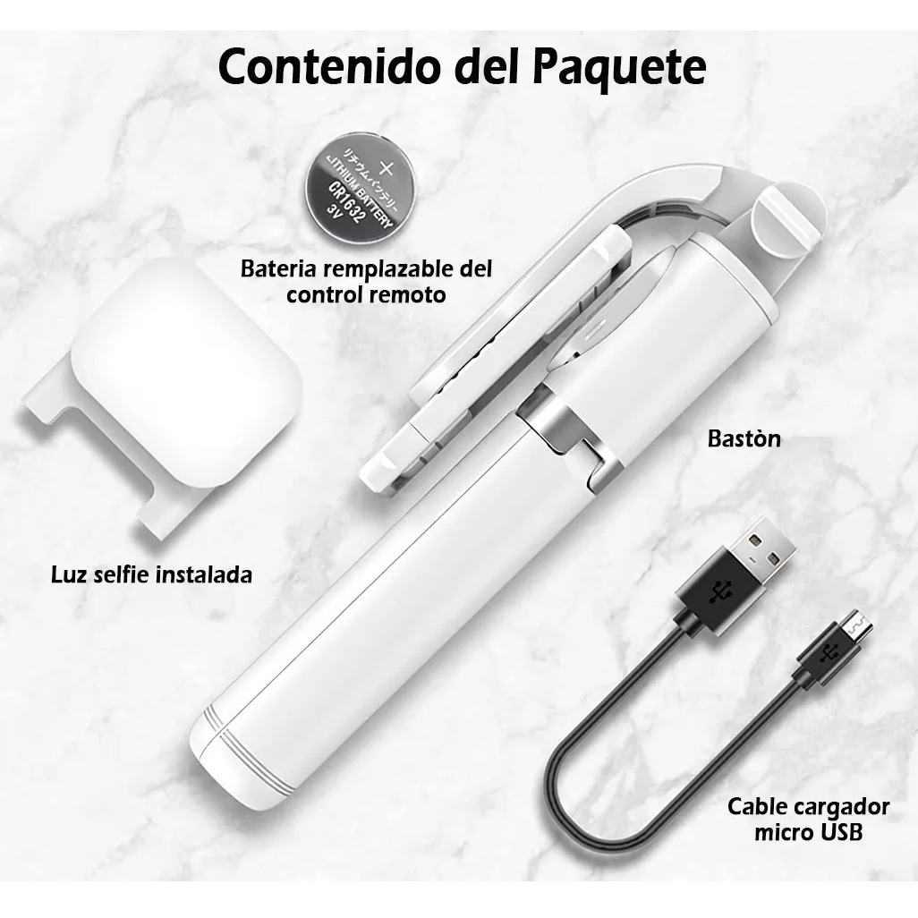 Palo Selfie Trípode Bluetooth Selfie Stick Control Remoto Negro