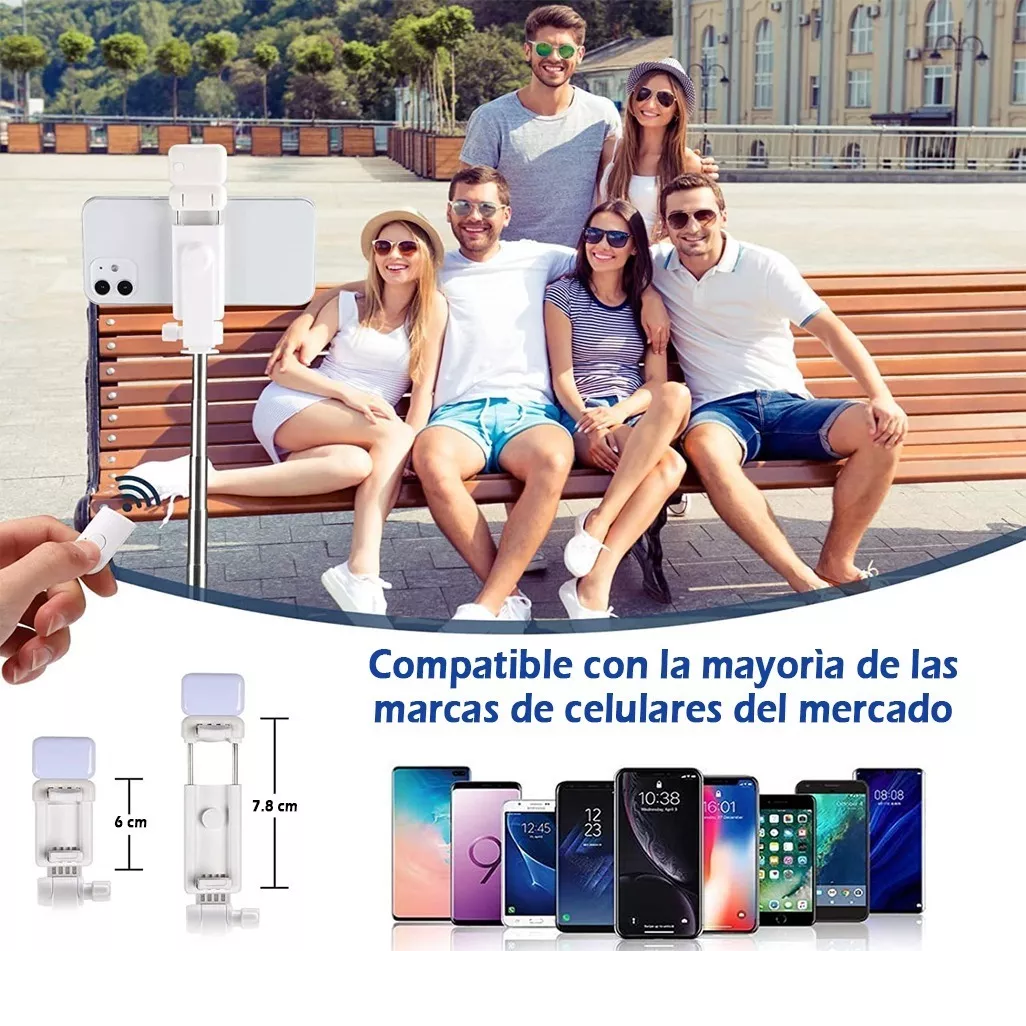 Palo Selfie Trípode Bluetooth Selfie Stick Control Remoto Negro