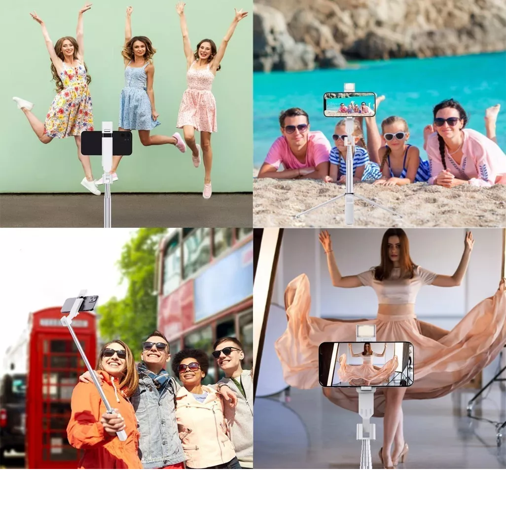 Palo Selfie Trípode Bluetooth Selfie Stick Control Remoto Negro