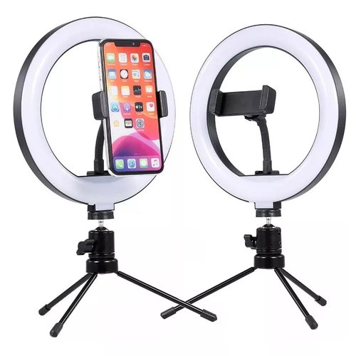 Aro de luz led recargable adaptable para selfie o fotografia frontal 3  niveles de luz incluye cable de carga