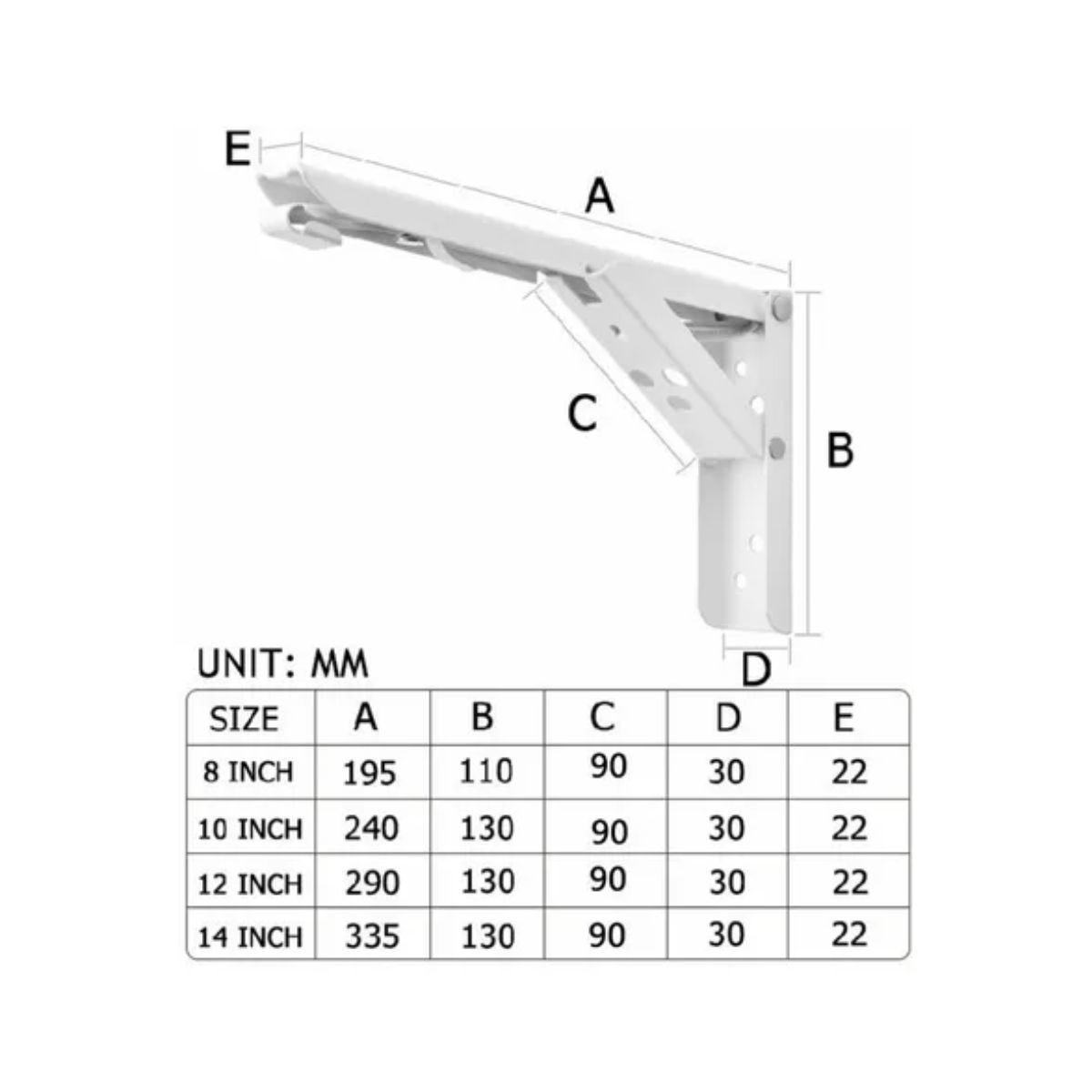 Soporte Ménsula Brazo P/Repisa Abatible Plegable blanco