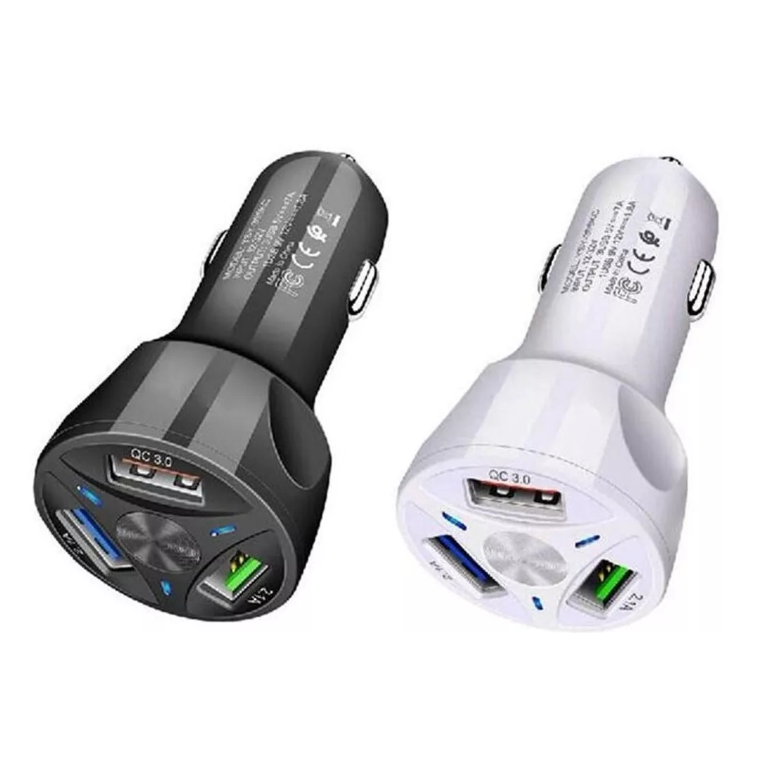 Cargador Para Auto De 3 Usb Carga Rápida Inteligente Qc 3.0
