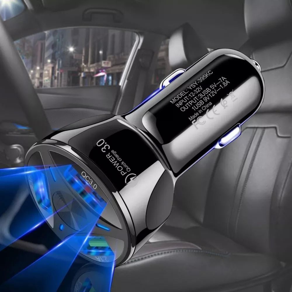 Cargador Para Auto De 3 Usb Carga Rápida Inteligente Qc 3.0