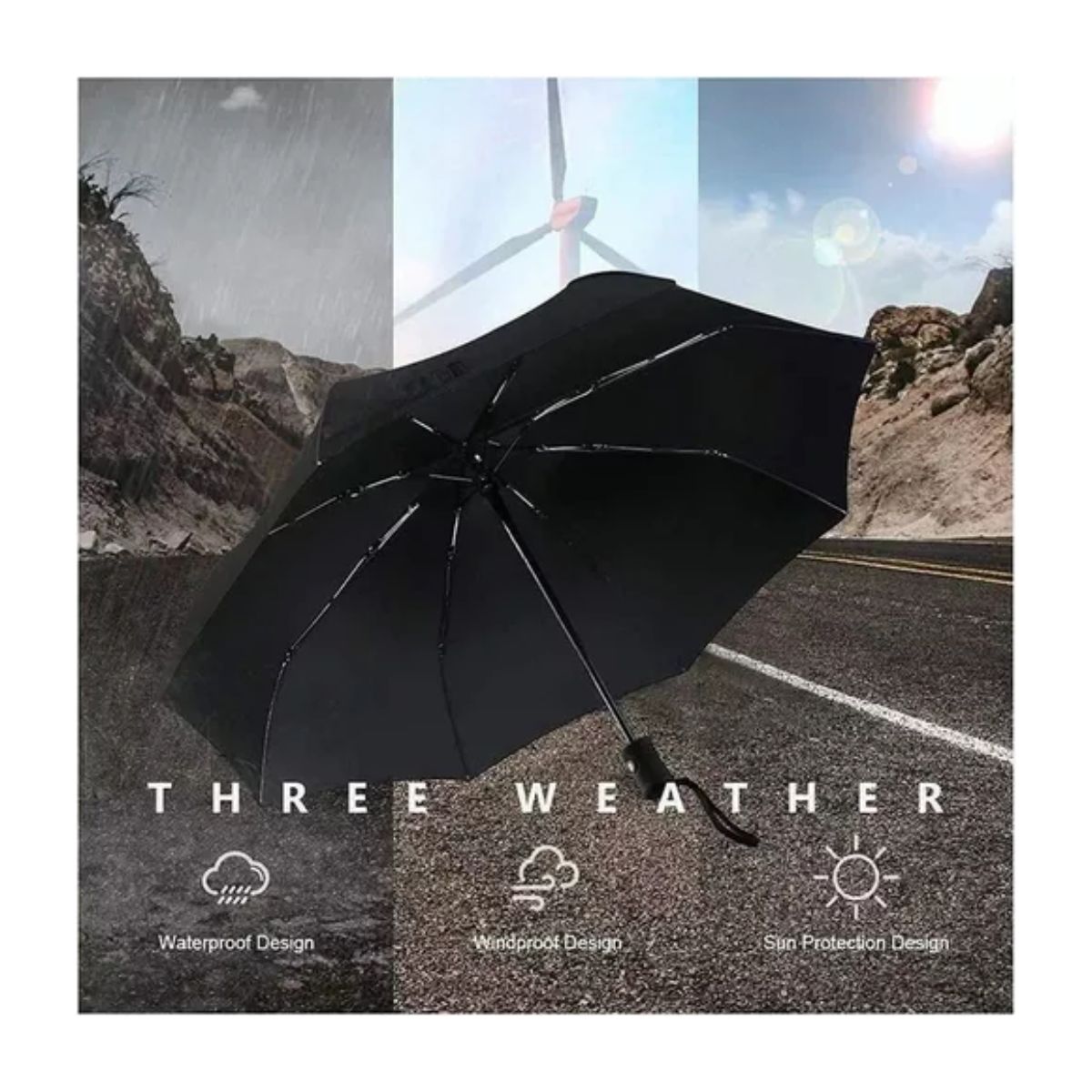 Paraguas Sombrilla Anti-ultravioleta Con Botón Automático Negro