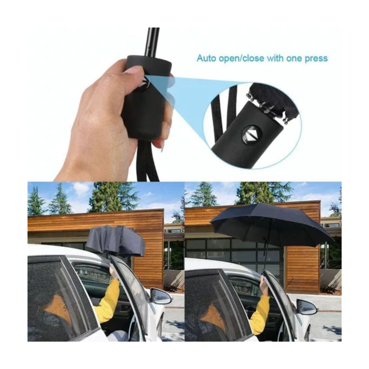 Paraguas Sombrilla Anti-ultravioleta Con Botón Automático Negro