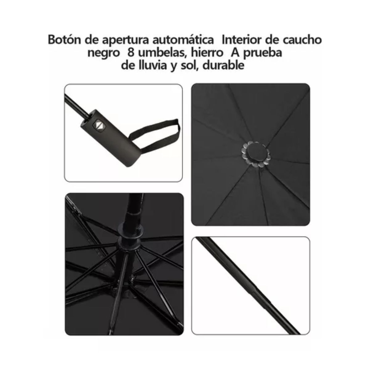 Paraguas Sombrilla Anti-ultravioleta Con Botón Automático Negro