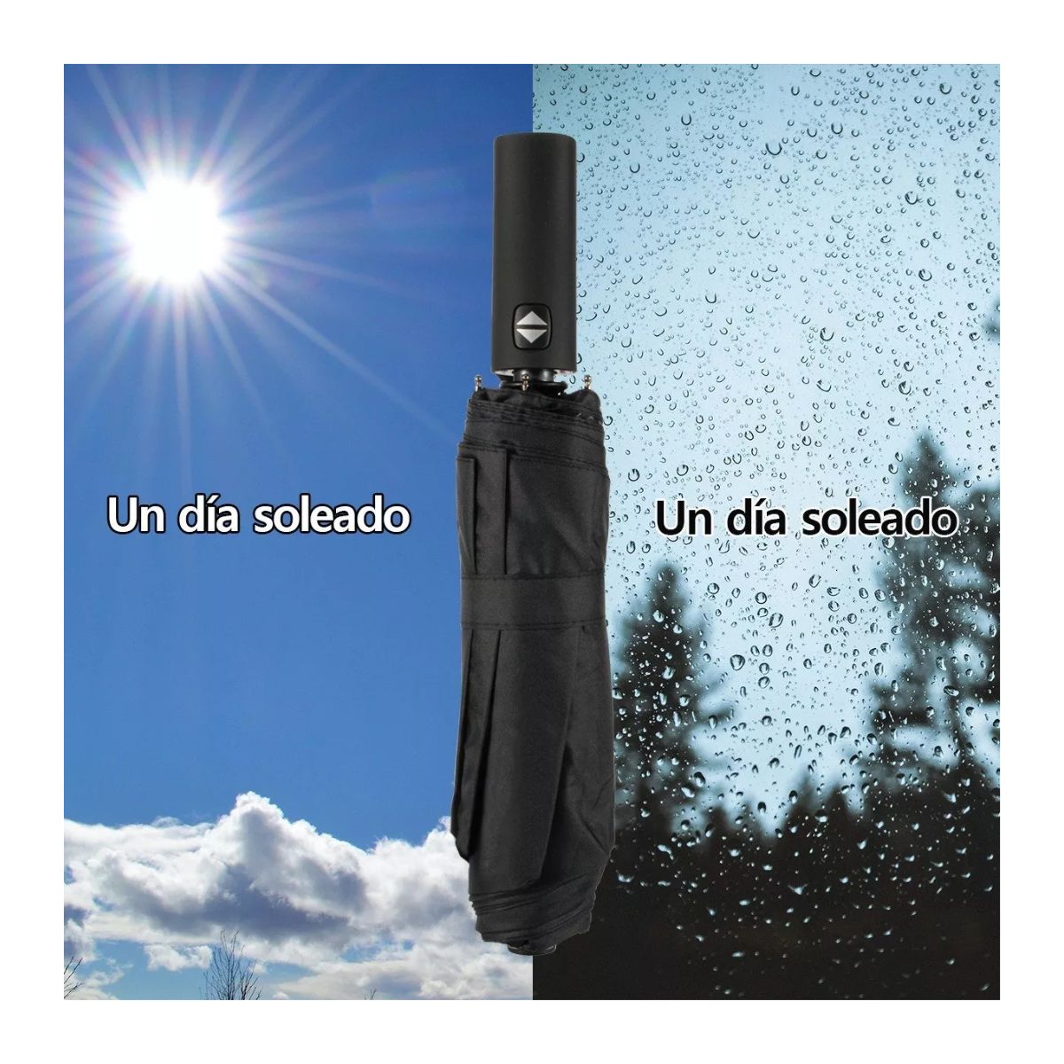 Paraguas Sombrilla Anti-ultravioleta Con Botón Automático Negro