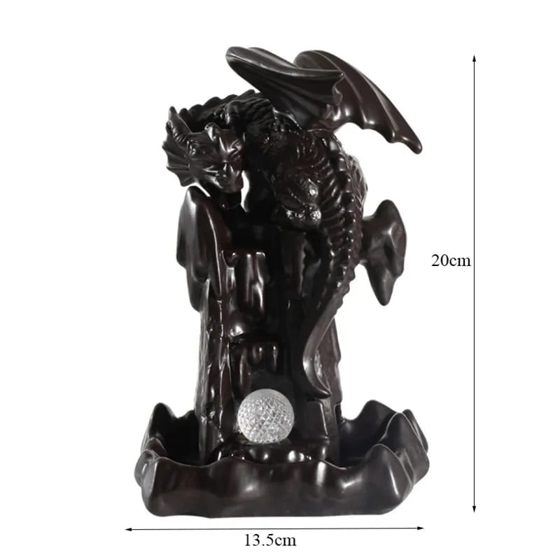 Quemador Incienso Dragón Bola de Cristal Brillante y Magia Cascada de humo + 10 Conos surtidos Reflujo