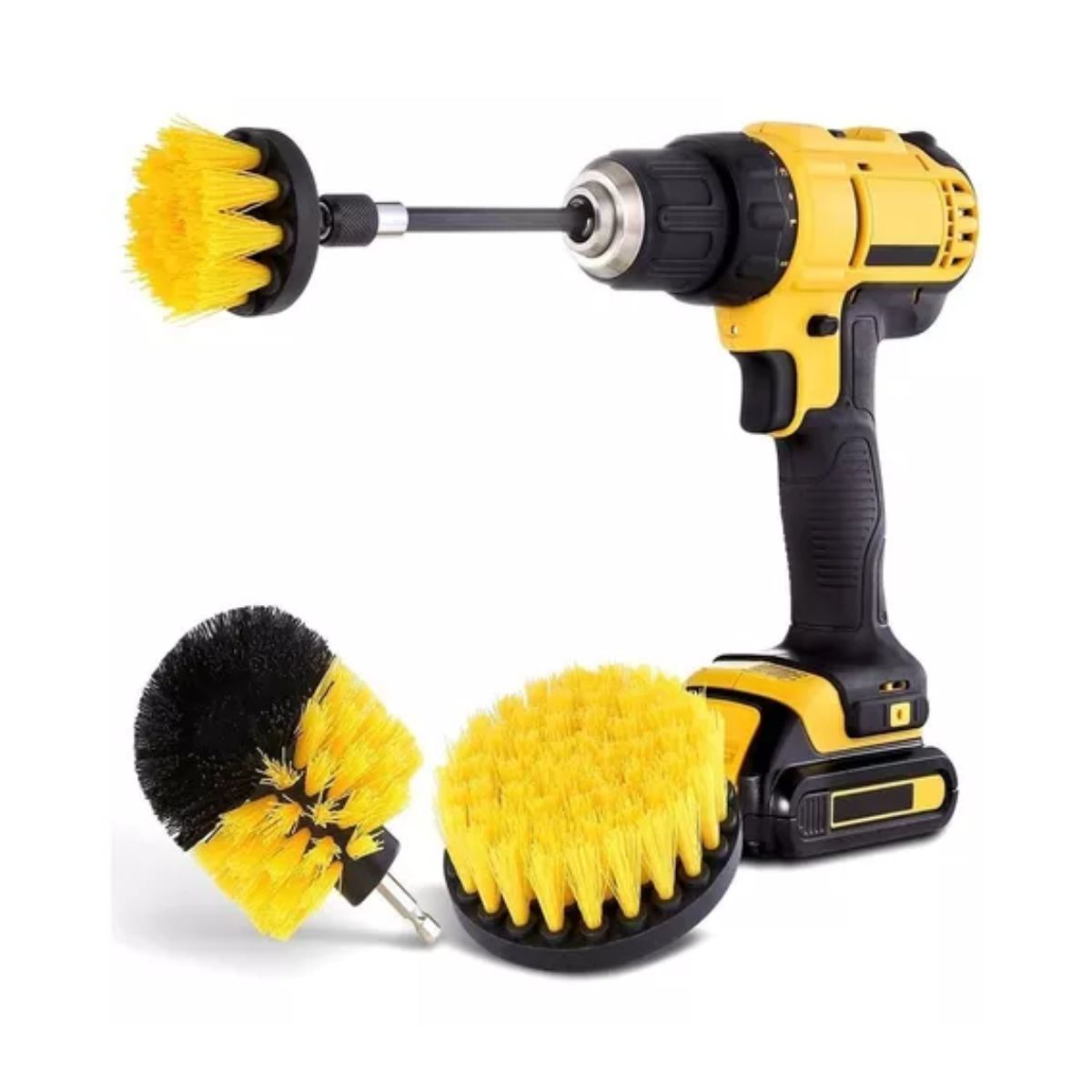 Cepillo Taladro Limpieza Escobilla Multiuso Cabezal 4 Piezas Amarillo