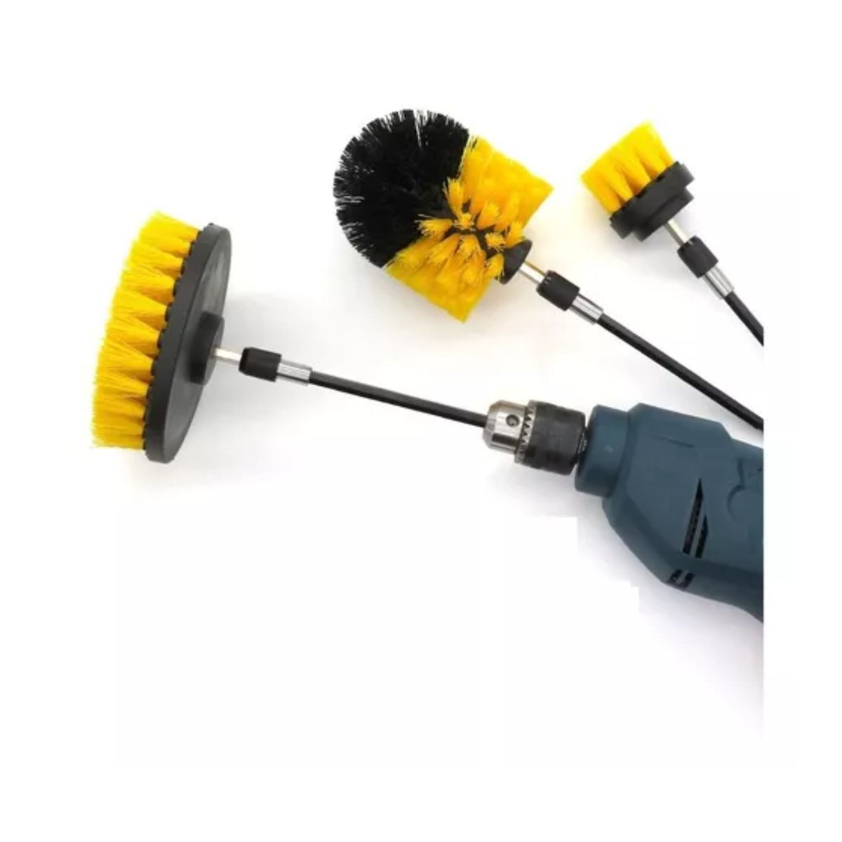 Cepillo Taladro Limpieza Escobilla Multiuso Cabezal 4 Piezas Amarillo