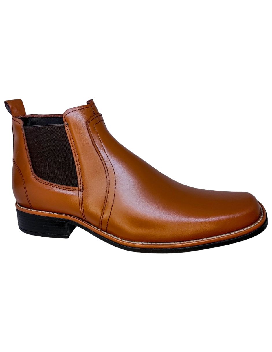 Botín Chelsea Piel Vacuno Genuina Boots Cierre-Elastico Punta Cuadrada S10