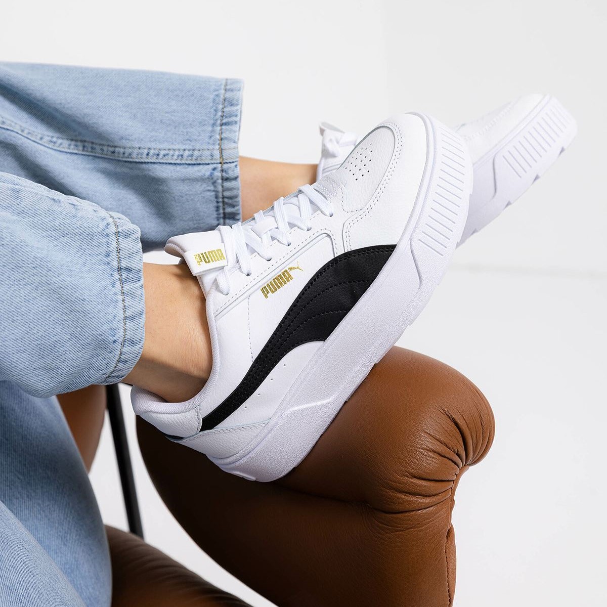 Tenis Puma Karmen Rebelle Plataforma Blanco Negro de Dama Original