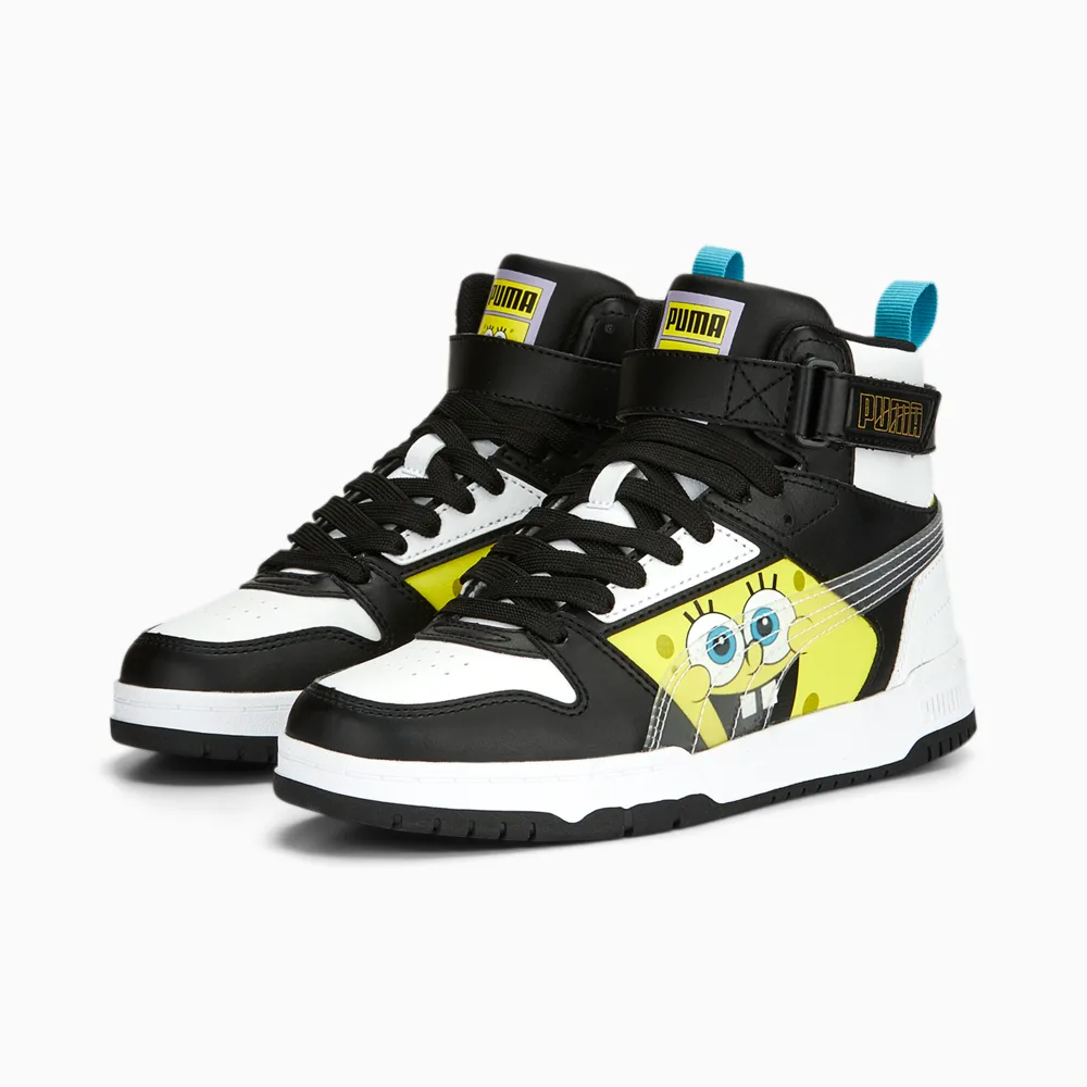 Tenis Puma Rbd Bob Esponja Blanco Negro de Niños Original