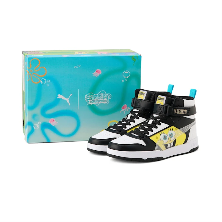 Tenis Puma Rbd Bob Esponja Blanco Negro de Niños Original