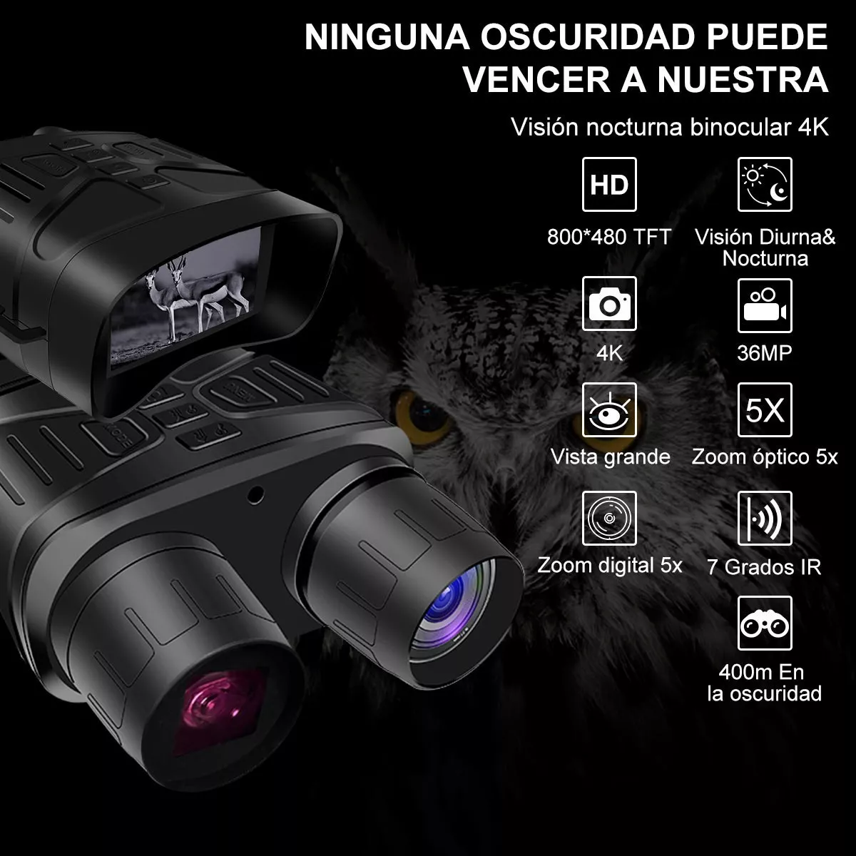 Binoculares De 36mp Con Visión Nocturna Para Oscuridad Total
