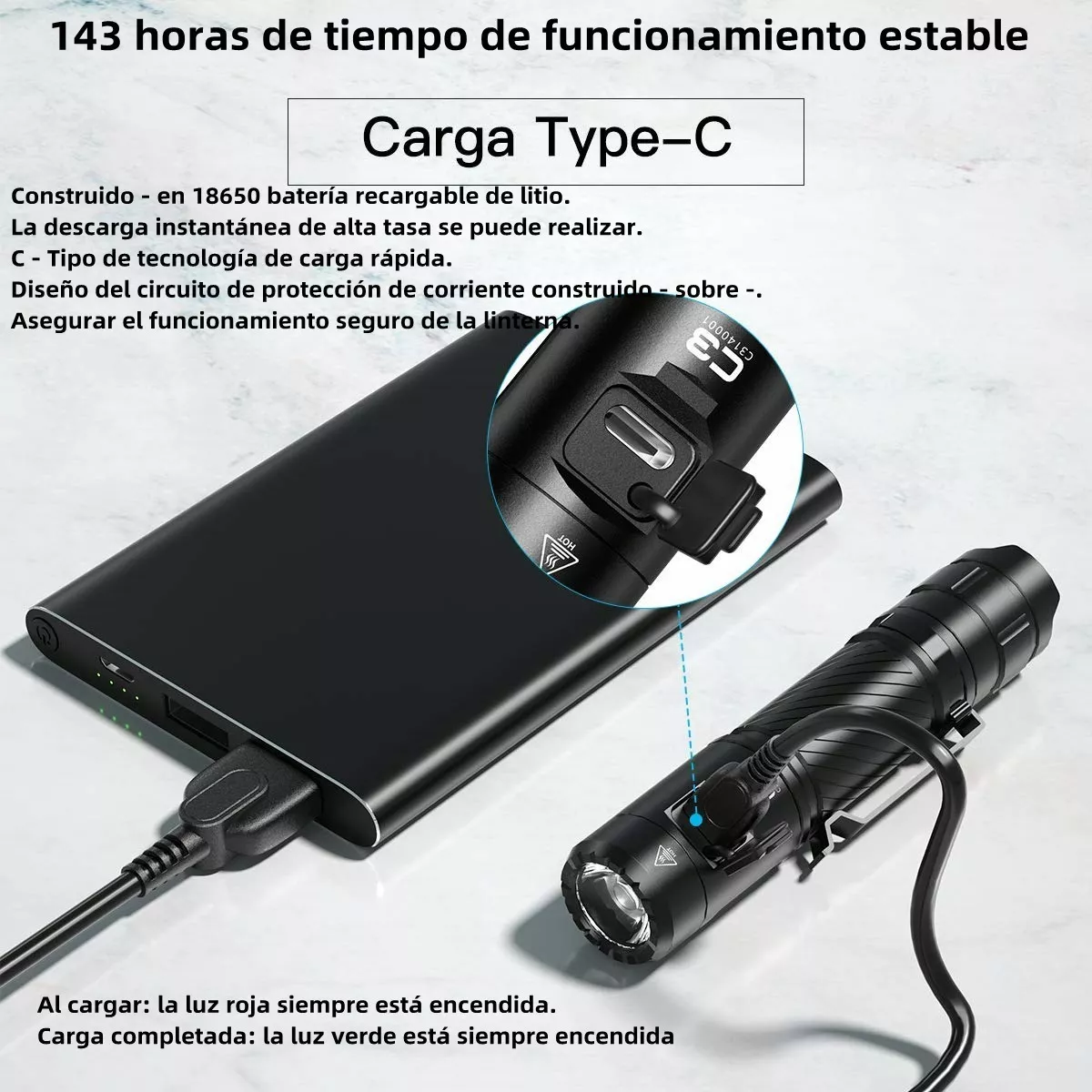 Linterna Tactica C3 Linternas Potentes Led Recargable