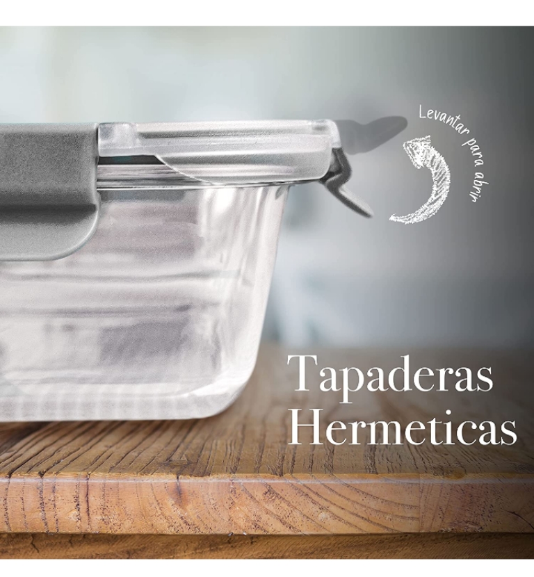 Kit 24 pzas recipientes de cristal hermético apilables 