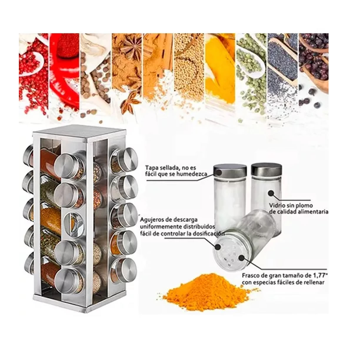 Especiero Giratorio Con 20 Frascos Kamenstein 1707463 CST