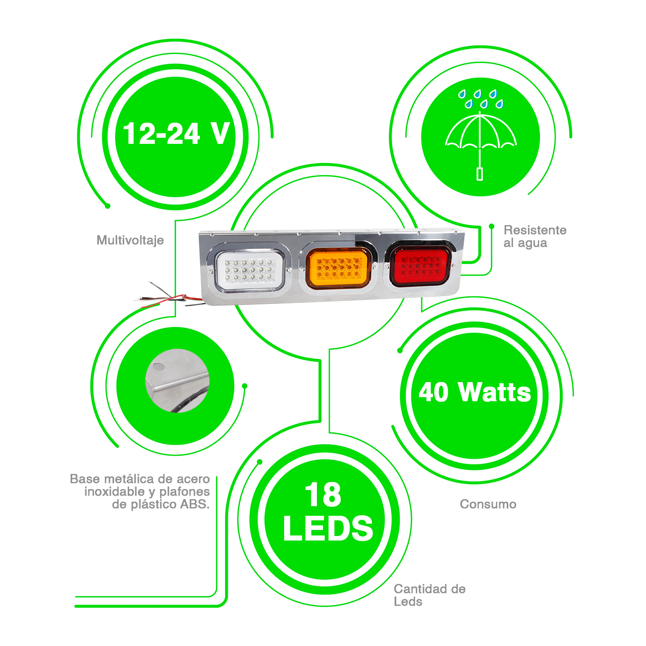 Par Plafonera Porta Plafones Cromo Rectangular 18 Led Arillo