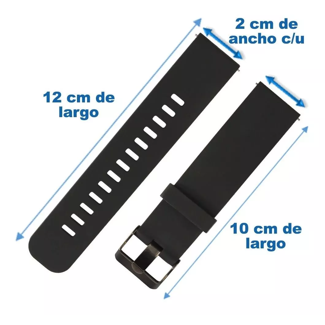 Correa Extensible Smartwatch Reloj Silicón Universal 2cm Negro