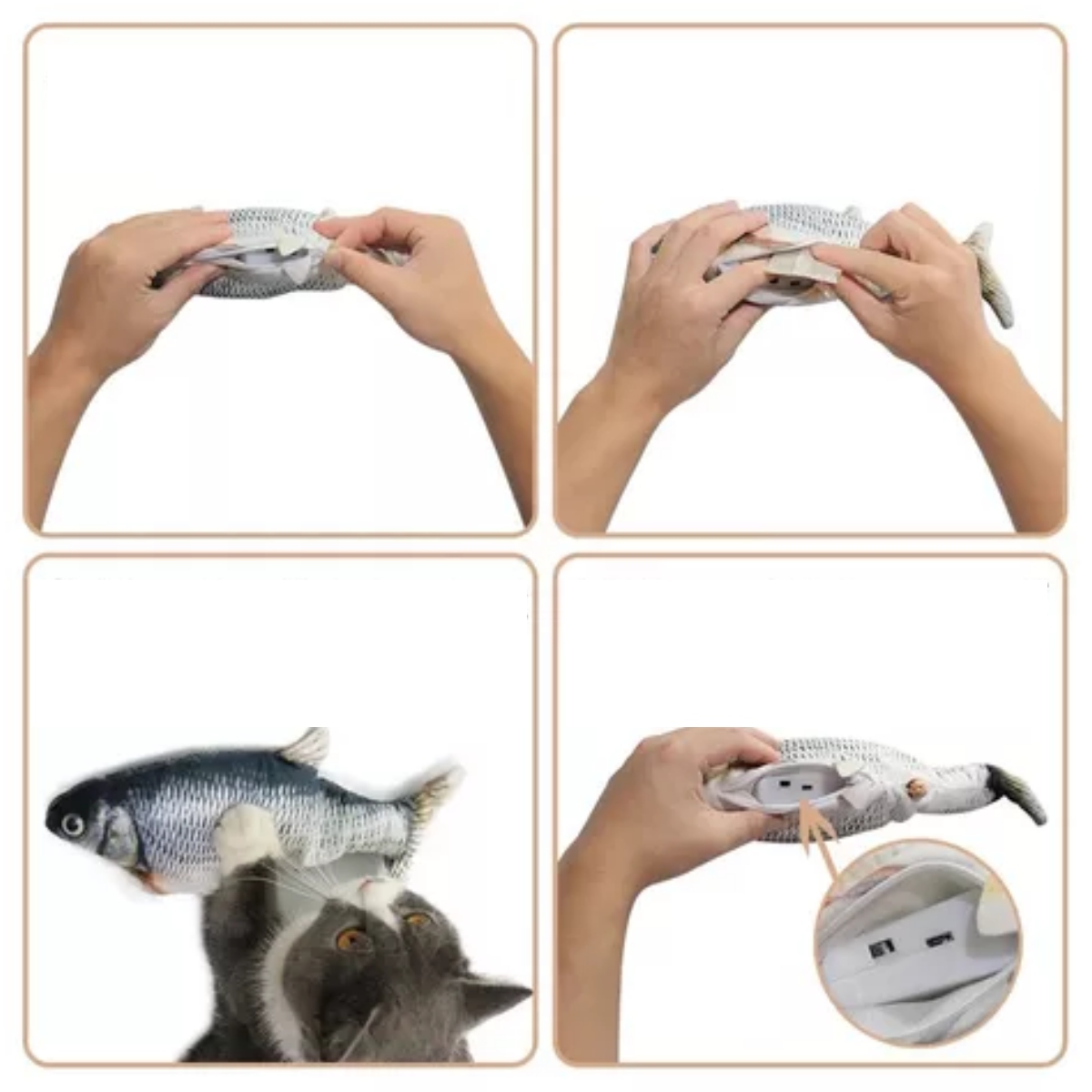 Juguete De Pescado Interactivo Para Gato 3d Con Carga Usb