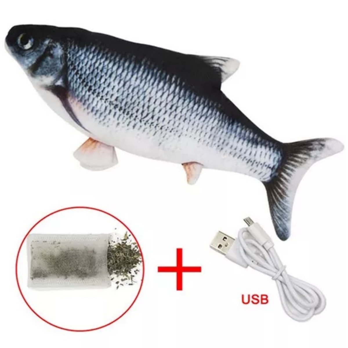 Juguete De Pescado Interactivo Para Gato 3d Con Carga Usb