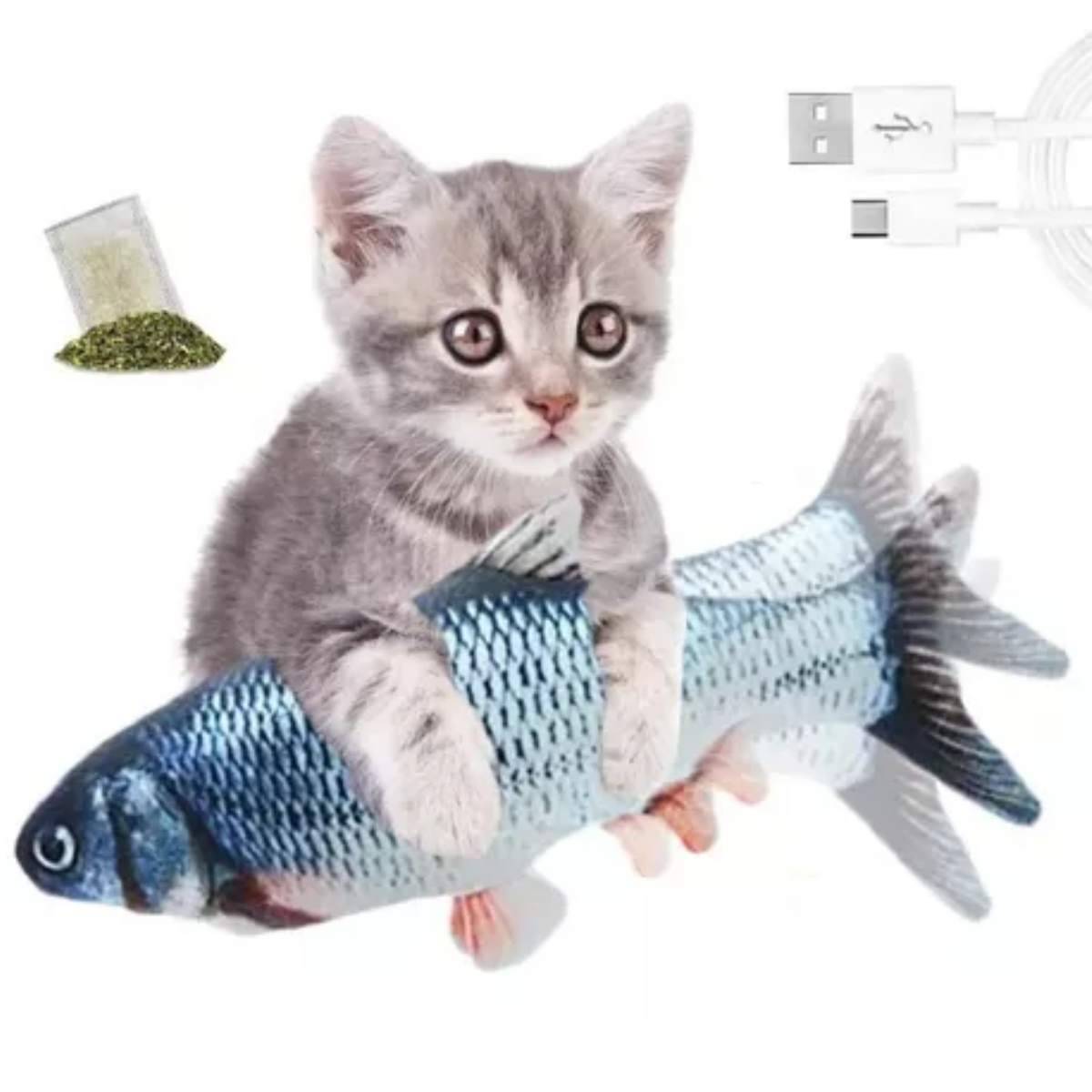 Juguete De Pescado Interactivo Para Gato 3d Con Carga Usb