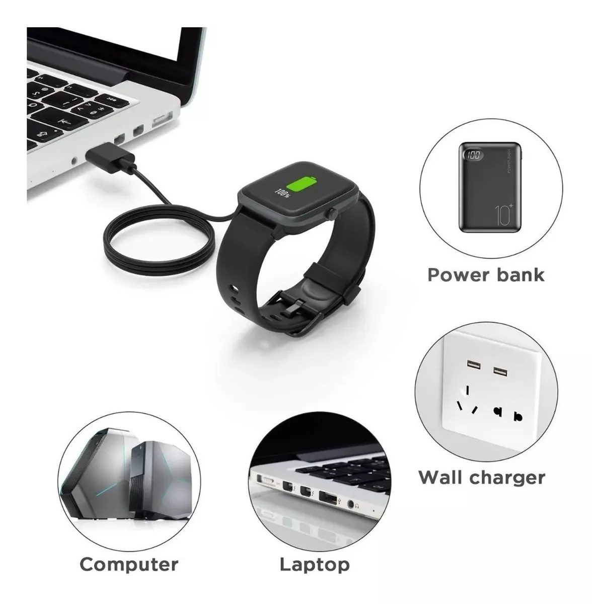 Cable Cargador Dock Usb Compatible Con Smartwatch Smartband