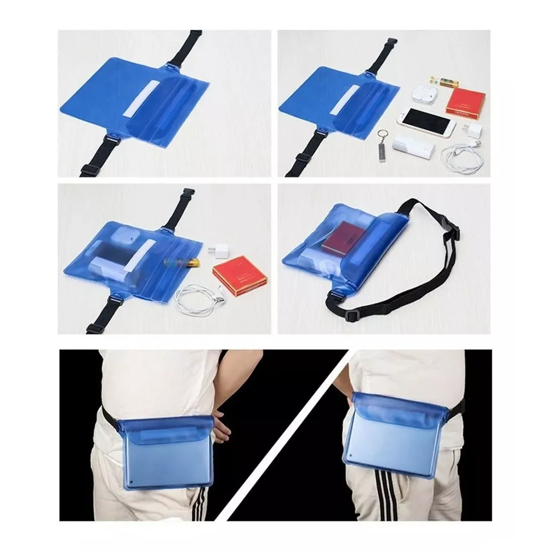 Bolsa Sumergible Celular Contra Agua Natación Cartera Llaves Negra