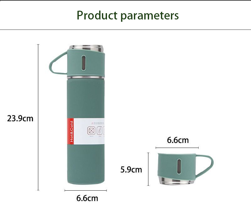 Termo con taza incluida para té y Café de Acero Inoxidable, botella con tapa incorporada a prueba de fugas de 500 ml con tazas, taza de café de viaje para bebidas frías y calientes