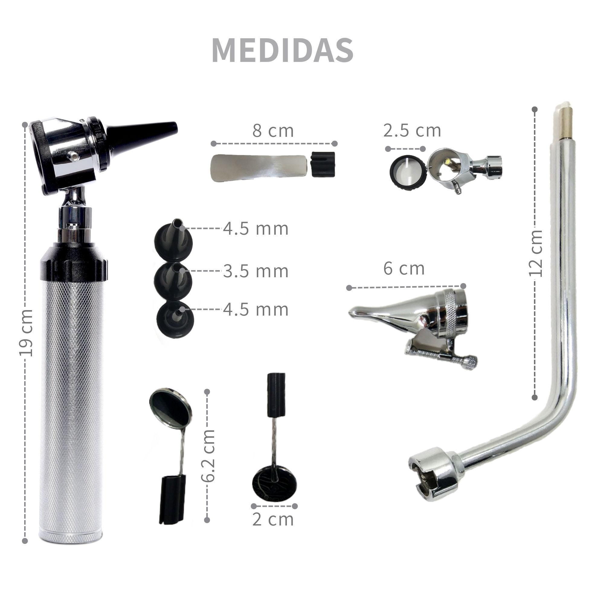 Estuche Medico Otoscopio Oftalmoscopio Luz Led Y Accesorios
