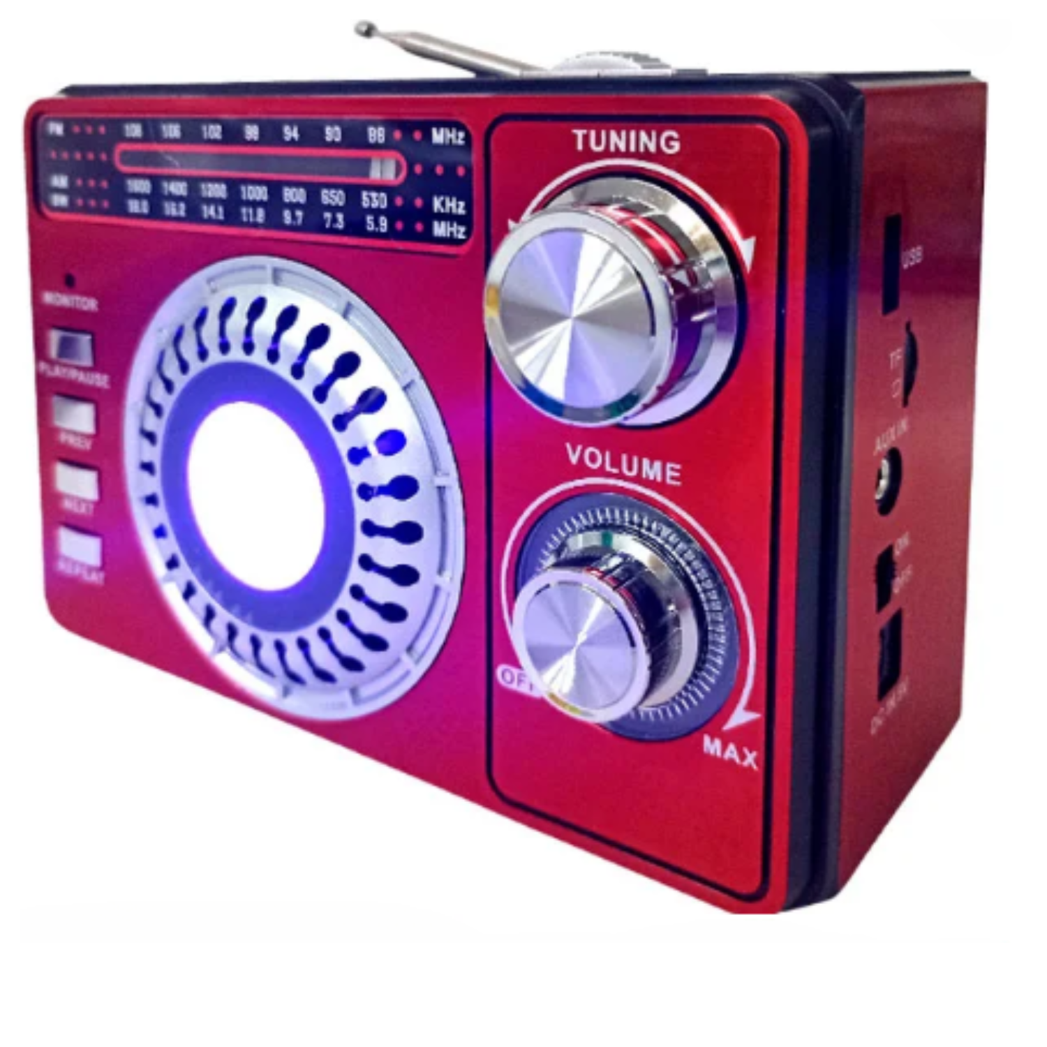 Bocina portátil Bluetooth estilo grabadora con radio FM