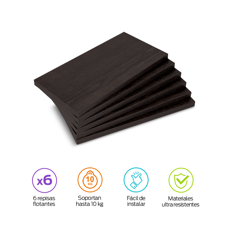 Repisas Flotantes de Madera MDF 6 Piezas de 30x15 cm