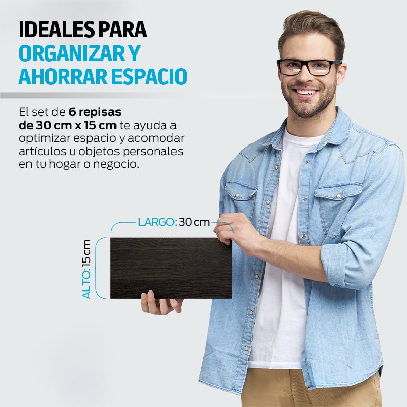 Repisas Flotantes de Madera MDF 6 Piezas de 30x15 cm