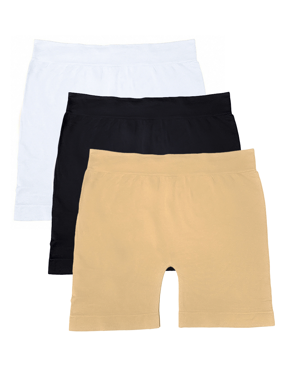 Paquete 6 Boxer Largo Mujer marca Tatys Fashion Pack Incluye 2 Negros,  2 Nude y 2 Blancos.