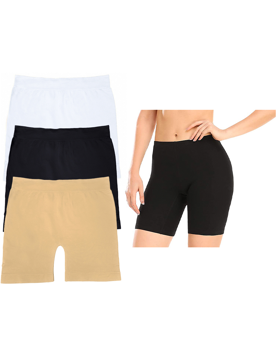 Paquete 6 Boxer Largo Mujer marca Tatys Fashion Pack Incluye 2 Negros,  2 Nude y 2 Blancos.