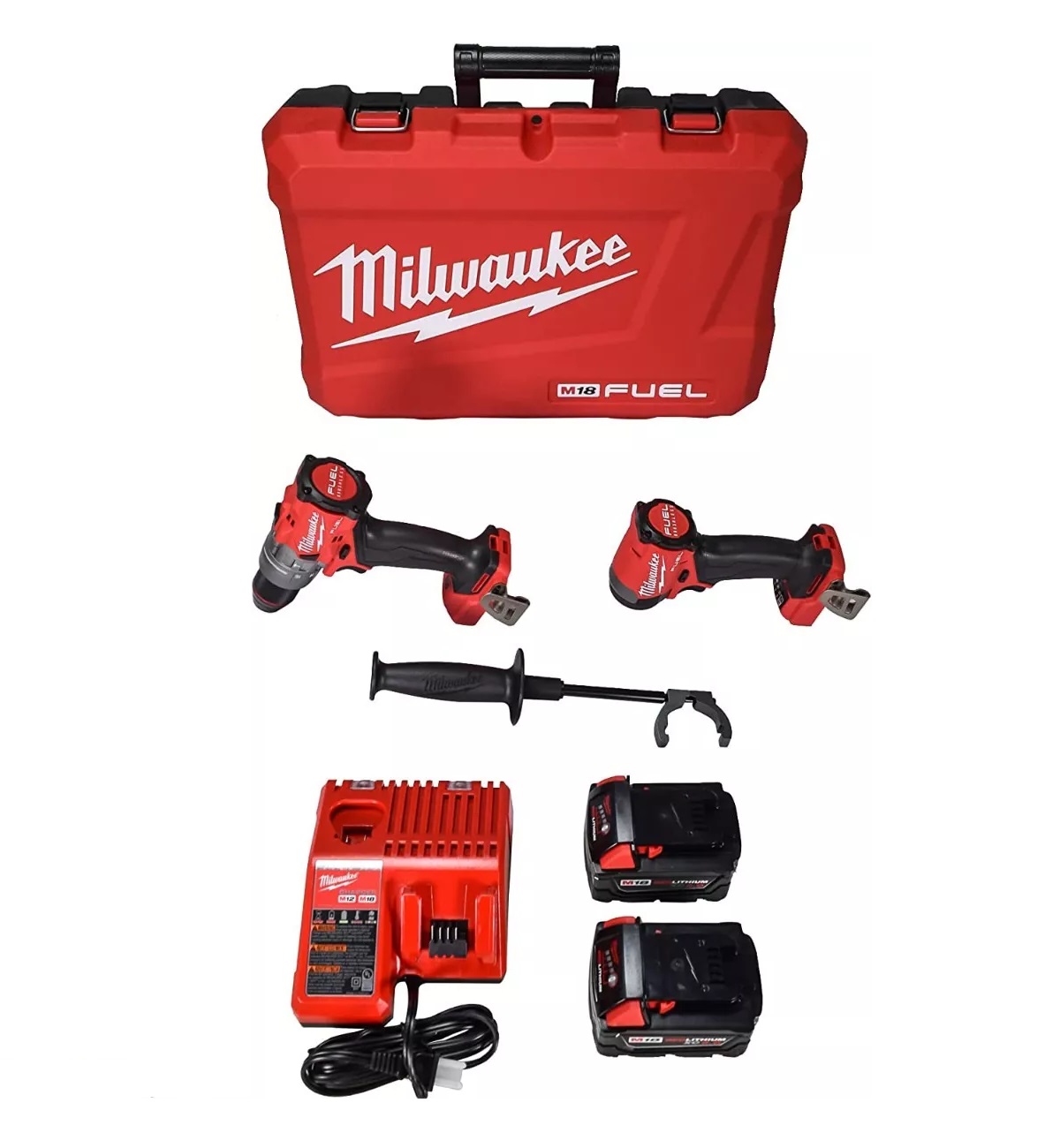 Combo Milwaukee de 2 Herramientas 3697-22, Taladro Inalámbrico Sin Escobillas Y Destornillador De Impacto Con Cargador 2 Baterías Y Estuche De Transporte