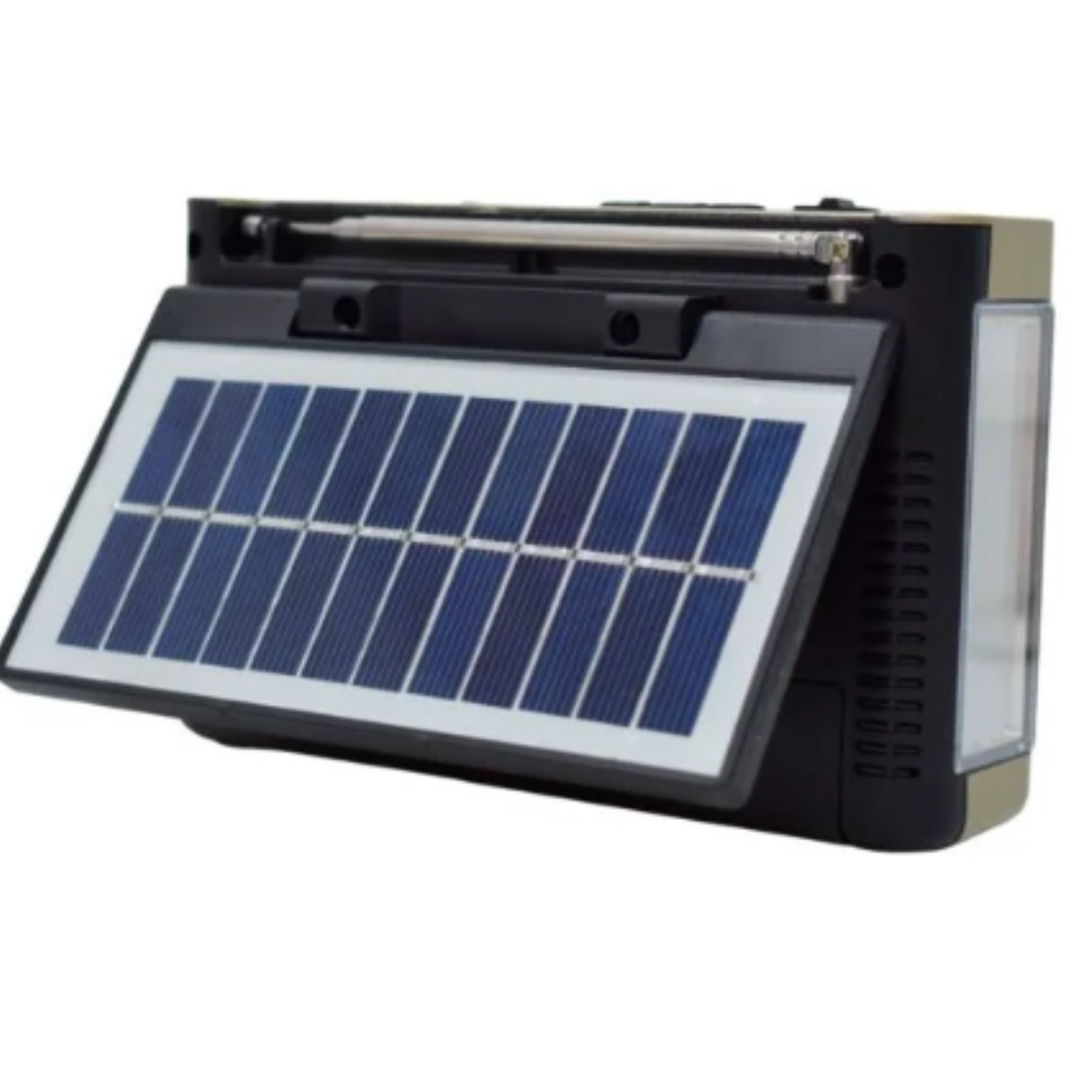 Bocina vintage con radio AM y FM, bluetooth con panel solar y linterna