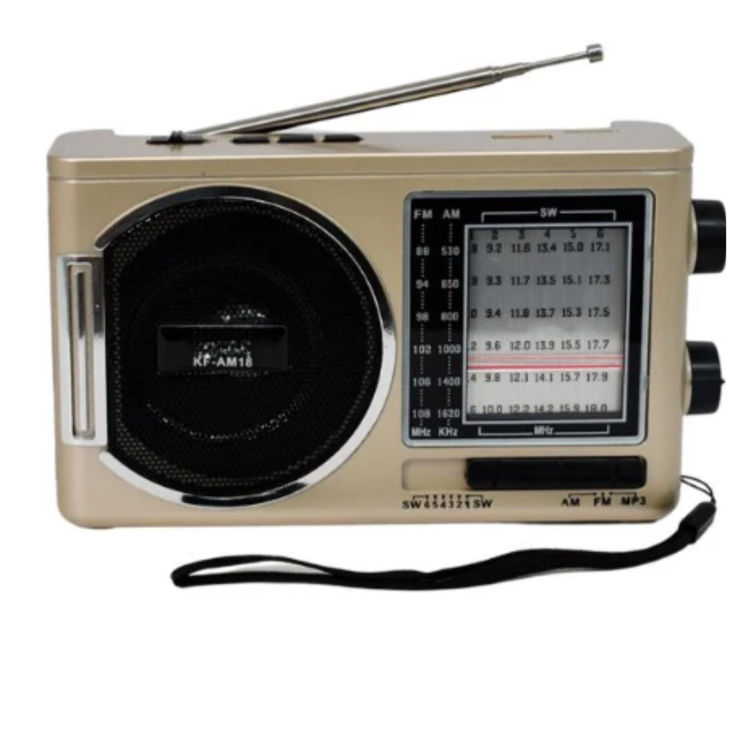Bocina vintage portátil bluetooth,  con radio AM y FM, panel solar y linterna